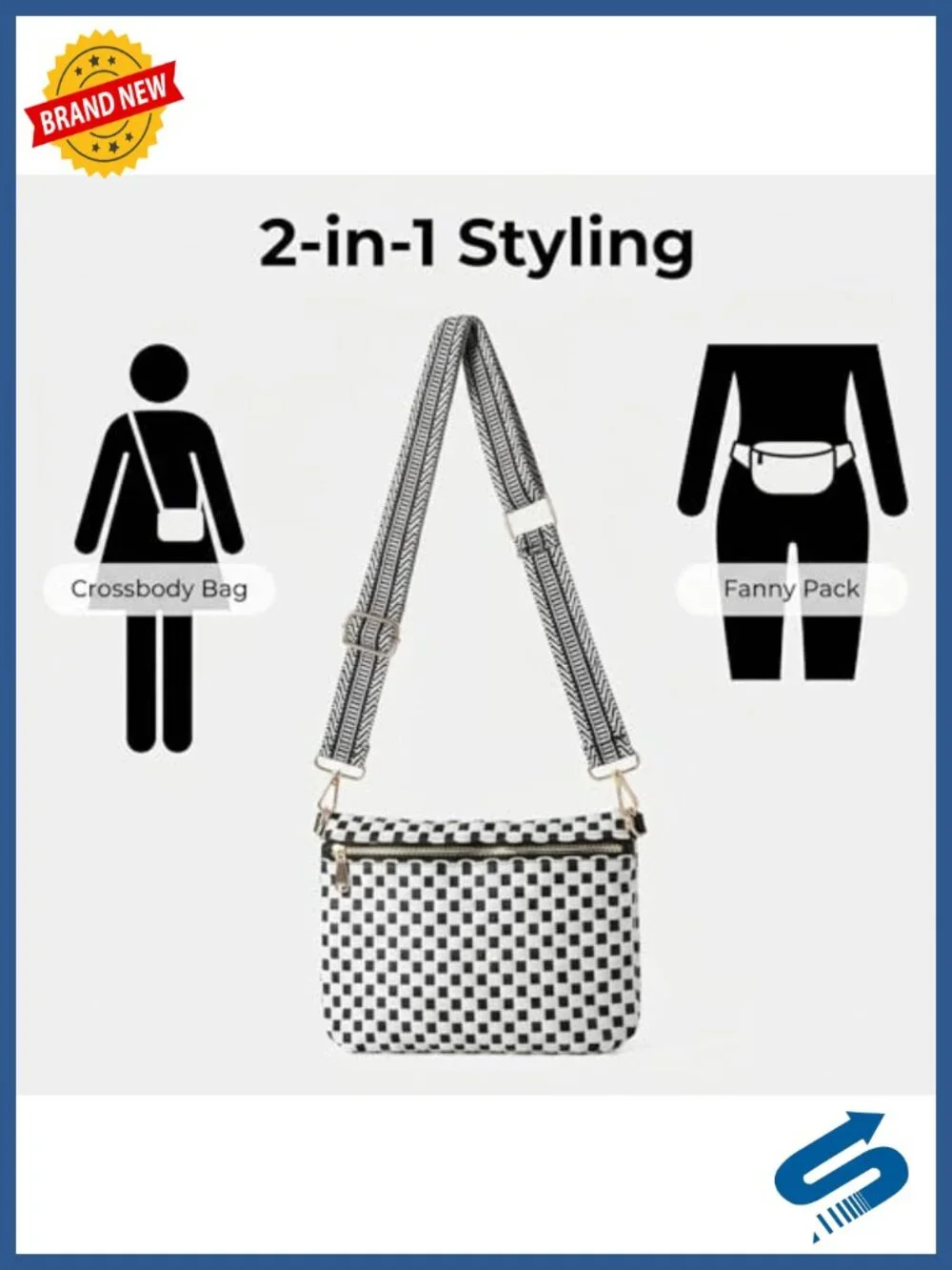 Woven Leather Crossbody Bag Women Convertible Shoulder Purse